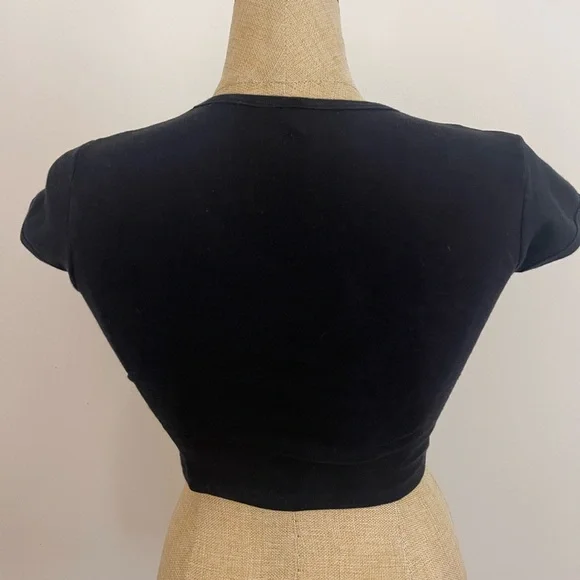 Black Graphic Women's Crop Top - Picture 3 of 7
